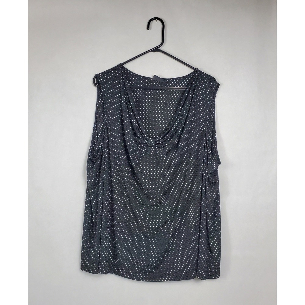 Maggie Barnes Womens Black White Polka Dot Cowl Neck Sleeveless Blouse 3XL Plus